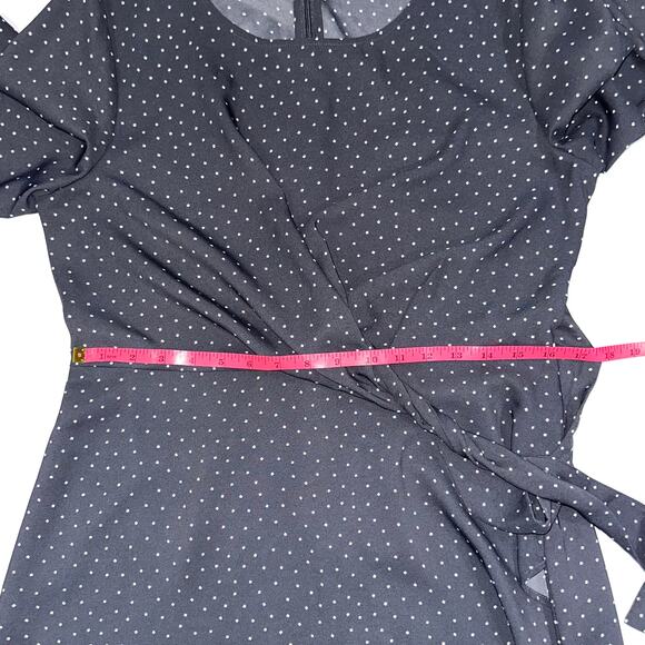 NWT Loft Outlet Grey & White Polka Dot Faux Wrap Mini Dress Size 10 - Picture 10 of 12